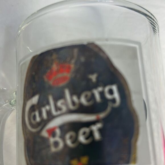 Carlsberg Beer Glass Mug 12 Ounce 5 1/3 Inches Tall 3 In Round Bar Beer Cocktail - Picture 8 of 9